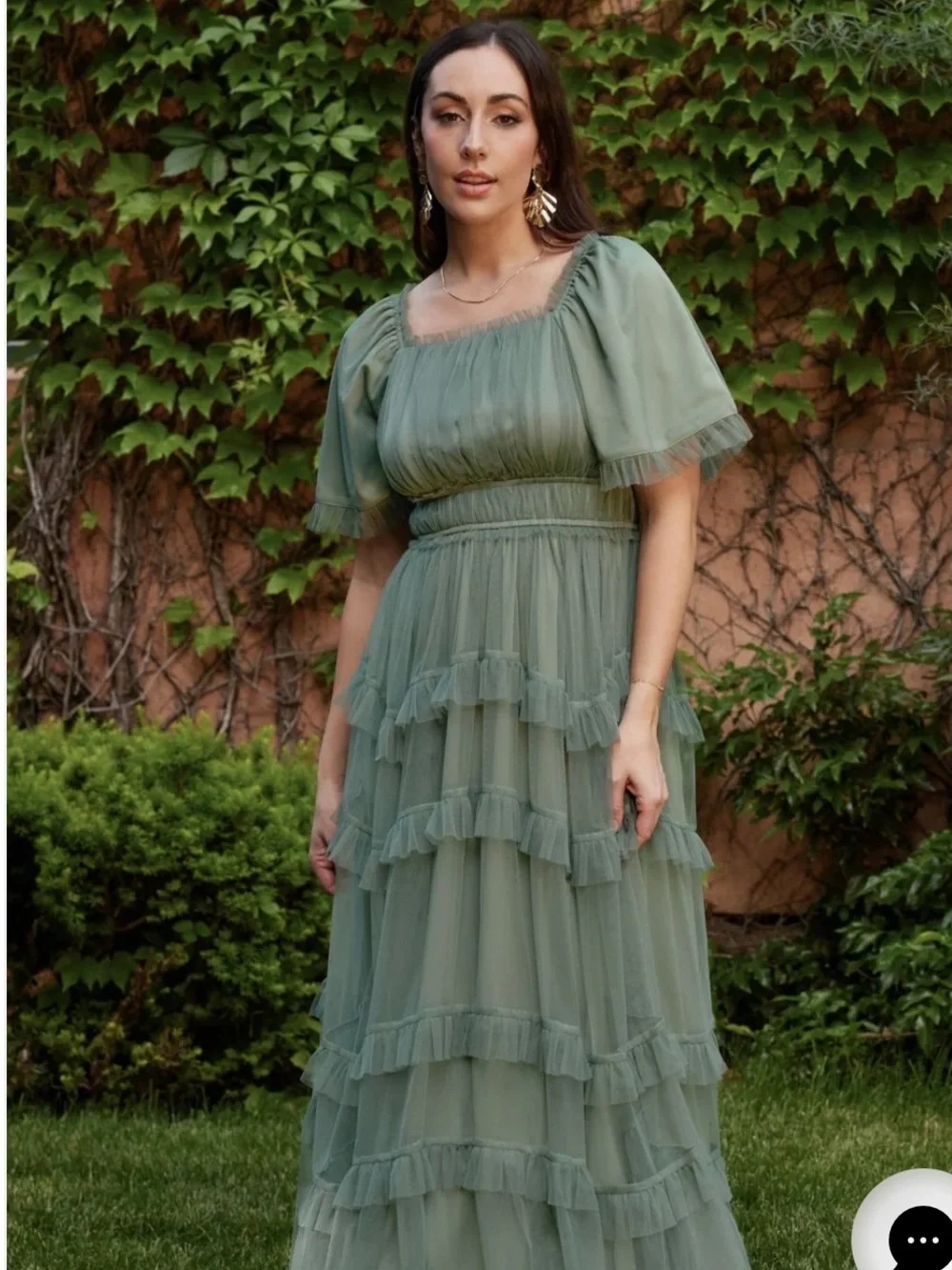 Baltic Born Sage Green Ruffle Tiered Maxi Dress